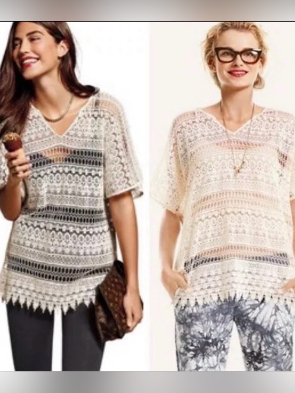 CAbi Capri Ivory Lace Crotchet Top Cover Up